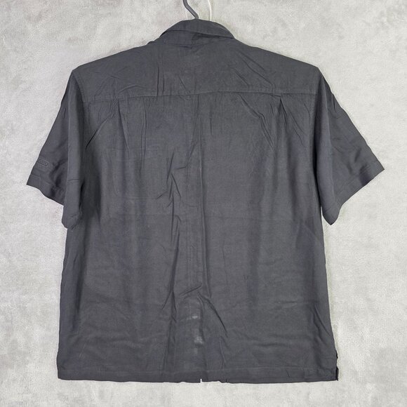 Mens Nat Nast Black 100% Silk Shirt Embroidered Button Up Short Sleeve Size XL - Picture 6 of 9